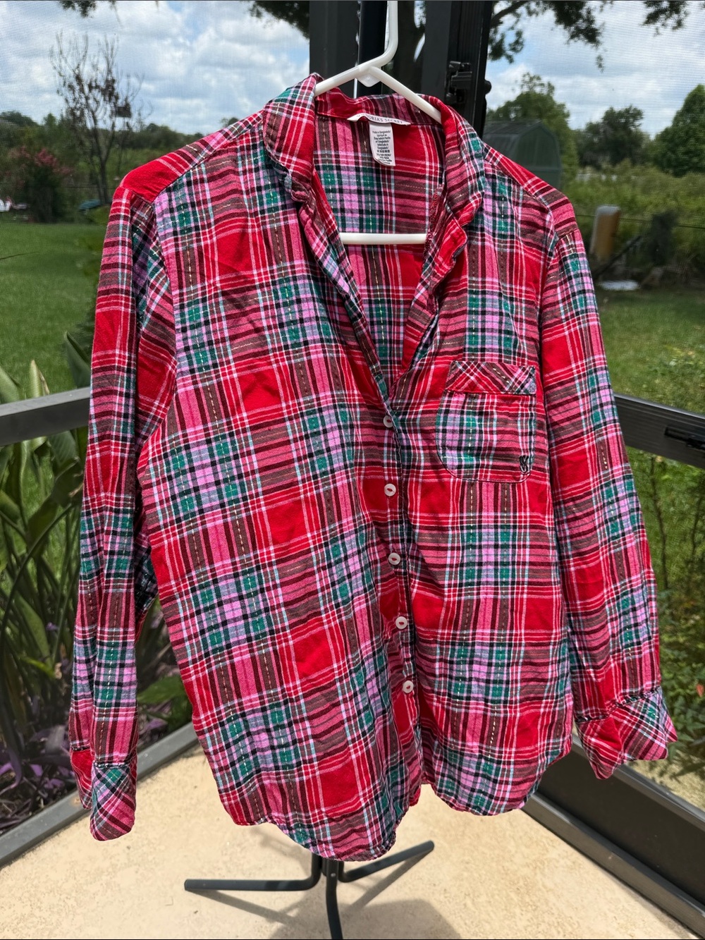 Victoria's Secret Red Plaid Cotton Pajama Top